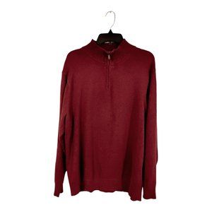 LL.Bean Men's Burgundy Sweater 1/4 Zip Cotton/Cashmere Blend Mock Neck XXL